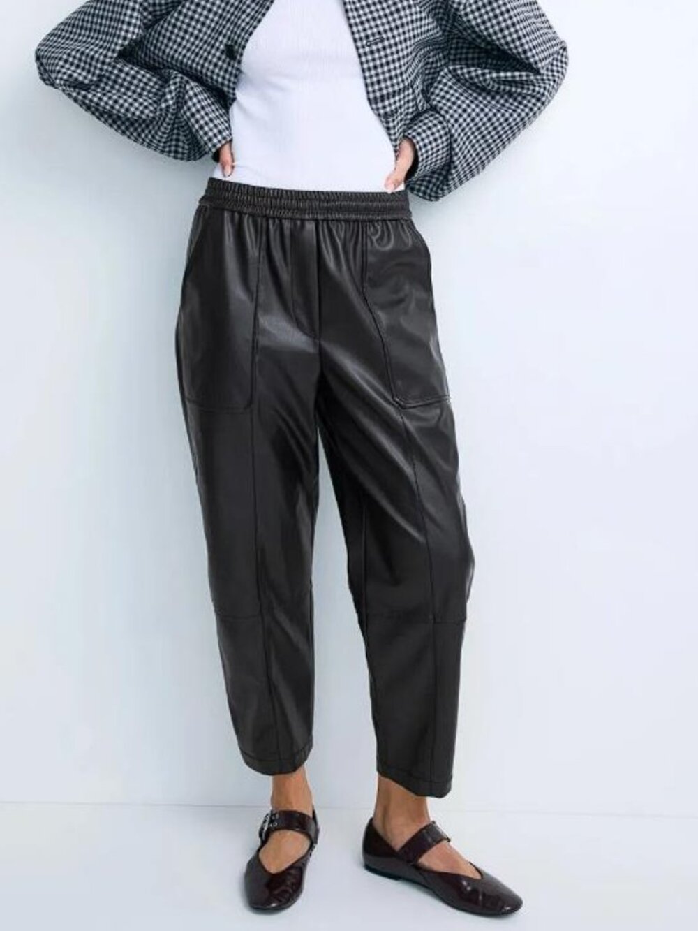 3.1 PHILLIP LIM Women's Leather Alternative Pull-On Trouser Size S in Black